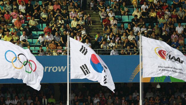 Флаг Международной ассоциации легкоатлетических федераций (IAAF). Архивное фото