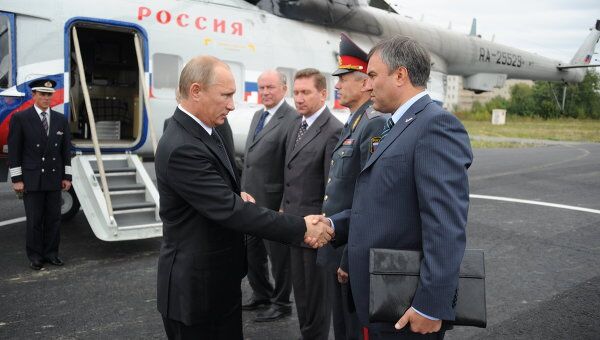 Премьер-министра РФ В.Путин прибыл в Череповец с рабочей поездкой в Северо-Западный федеральный округ