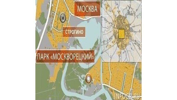Парк Москворецкий на карте Москвы