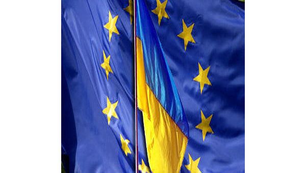 Флаг ЕС и Украины. Коллаж