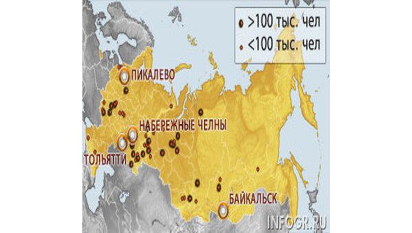 Российские моногорода. Карта