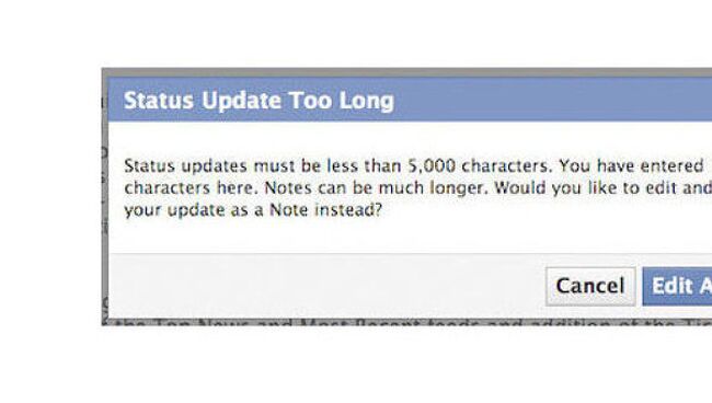 Facebook увеличила лимит знаков в статусе до пяти тысяч