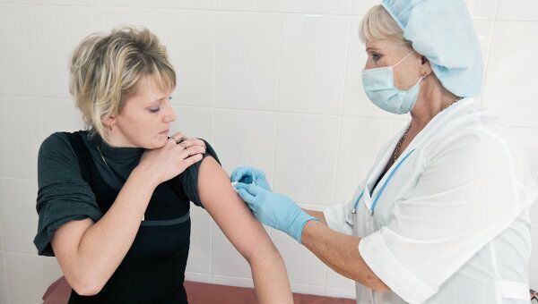Вакцинация от гриппа в одной из поликлиник города Томска