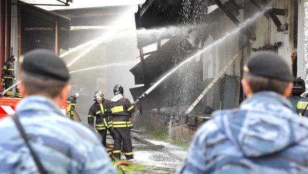 Пожар на складе на Северо-Востоке Москвы