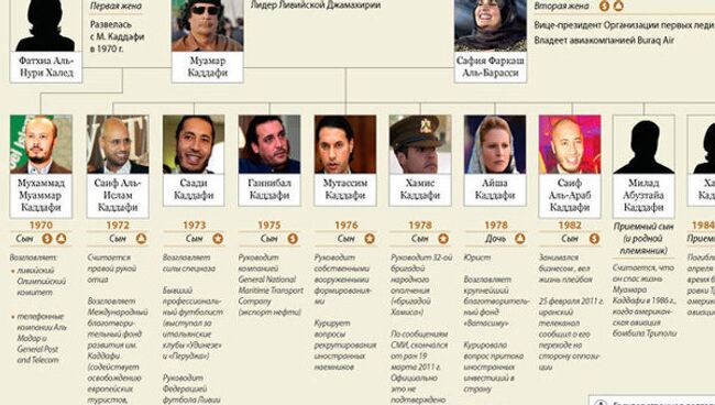 Семья Муамара Каддафи перебралась в Египет