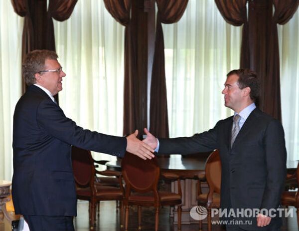 Президент РФ Д.Медведев провел встречу с министром финансов РФ А.Кудриным