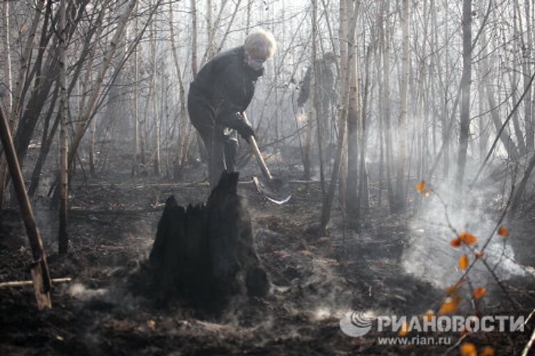 Тушение пожаров в лесной зоне в черте города Братска