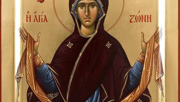 Икона Пресвятой Богородицы Святой пояс. Архивное фото