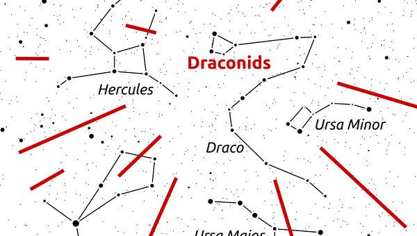 Положение радианта метеорного потока Дракониды на звездном небе