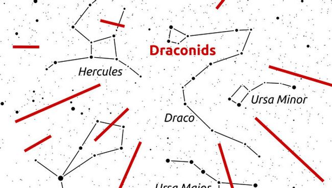 Положение радианта метеорного потока Дракониды на звездном небе