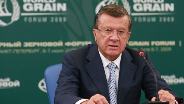 Вице-премьер правительства РФ Виктор Зубков во время пресс-конференции в рамках Всемирного Зернового форума-2009.