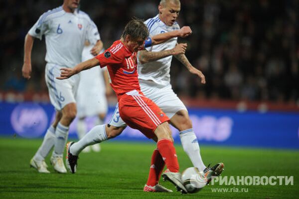 Игровой момент матча Словакия – Россия