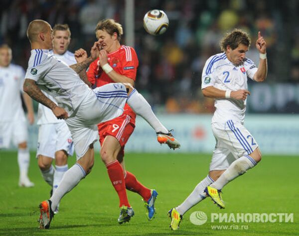 Игровой момент матча Словакия – Россия