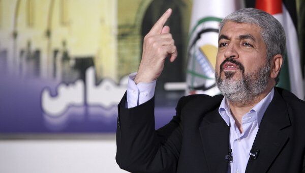 Лидер палестинского исламистского движения ХАМАС Халед Машааль сообщает об обмене Гилада Шалита на пленных палестинцев