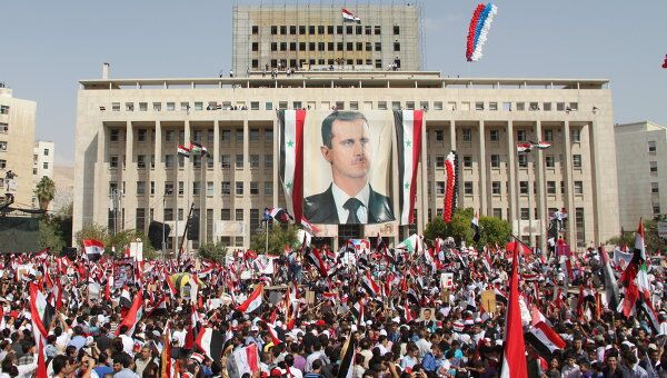 Манифестация в центре Дамаска в Сирии. Архив