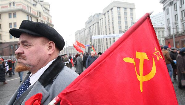 Двойник Владимира Ленина на митинге КПРФ