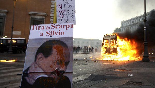 Акция протеста против экономической политики властей в Риме