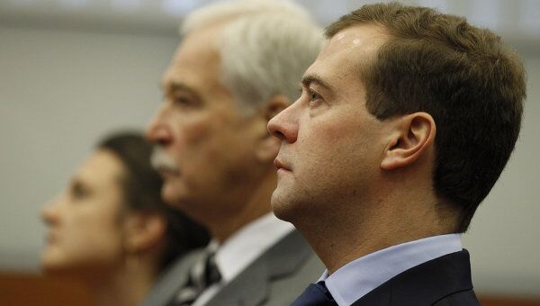 Президент РФ Д.Медведев приехал на регистрацию списка Единой России в ЦИК России