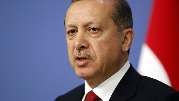 Премьер-министр Турции Тайип Эрдоган обращается к прессе в связи с нападением курдских боевиков на турецкие военные подразделения