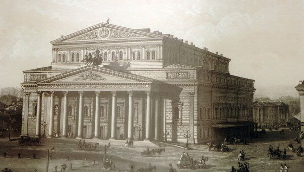 Литография с рисунка В.Садовникова Вид Большого театра (1860-е гг.). Архив