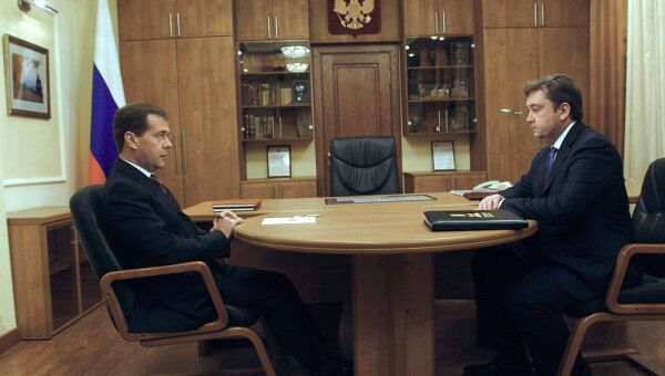 Президент РФ Д.Медведев встретился с губернатором Тверской области А.шевелевым
