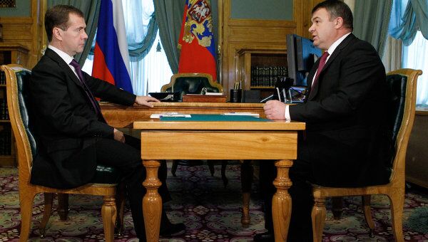 Встреча Д.Медведева и А.Сердюкова в Кремле