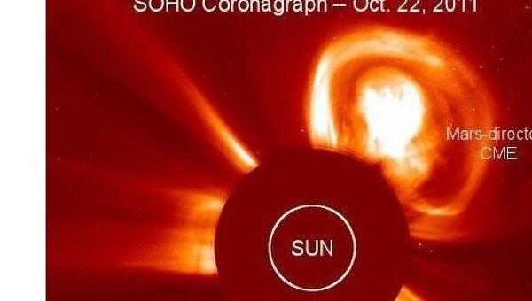 Корональный выброс на Солнце 22 октября