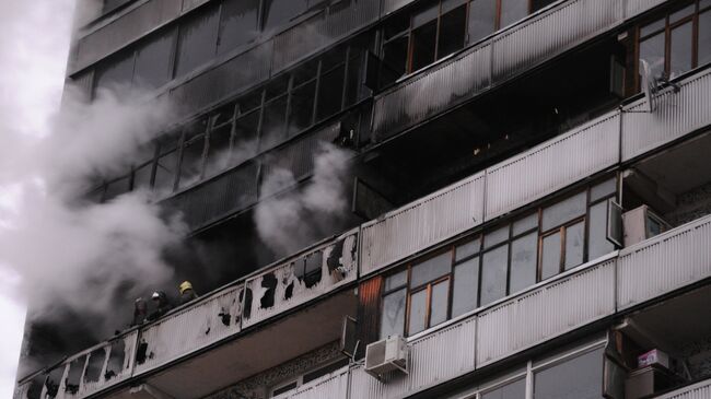 Пожар в жилом доме в подмосковном Троицке