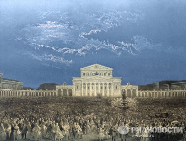 Театральная площадь в день открытия Большого театра 20 августа 1856'