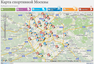 Карта спортивной Москвы