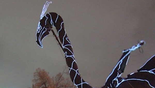 Светящиеся динозавры вышли на прогулку в центре Москвы