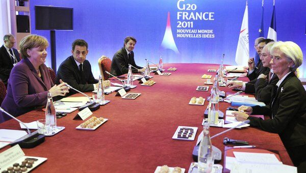 Европейские лидеры на саммите G20 в Канне, где проходит референдум по проекту европейской помощи Греции