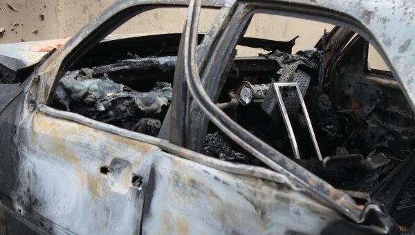 Сгоревший автомобиль в Москве