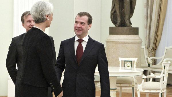 Президент РФ Д. Медведев встретился с директором-распорядителем МВФ К.Лагард