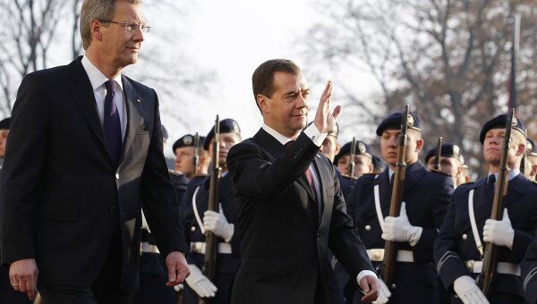 Президент РФ Д.Медведев на встрече с президентом ФРГКюВульфом