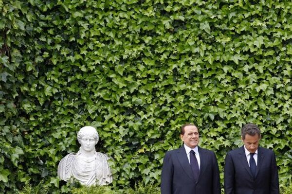 Сильвио Берлускони и Николя Саркози на встрече в Риме