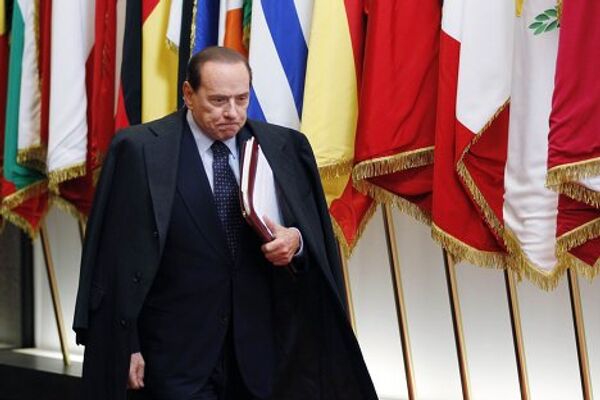 Премьер-министр Италии Сильвио Берлускони на саммите в Брюсселе