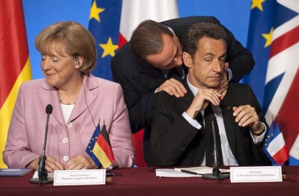 Сильвио Берлускони, Николя Саркози и Ангела Меркель