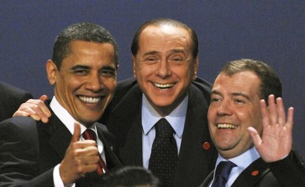 Сильвио Берлускони, Барак Обама и Дмитрий Медведев на саммите G20