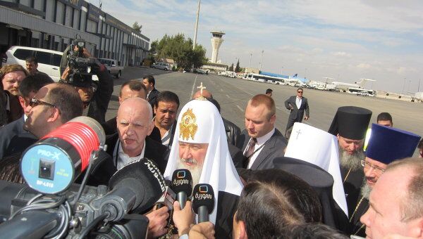Патриарх Кирилл в аэропорту Дамаска