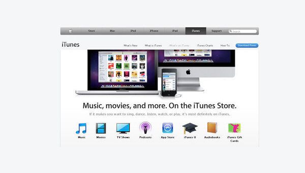 Скриншот сайта iTunes Store