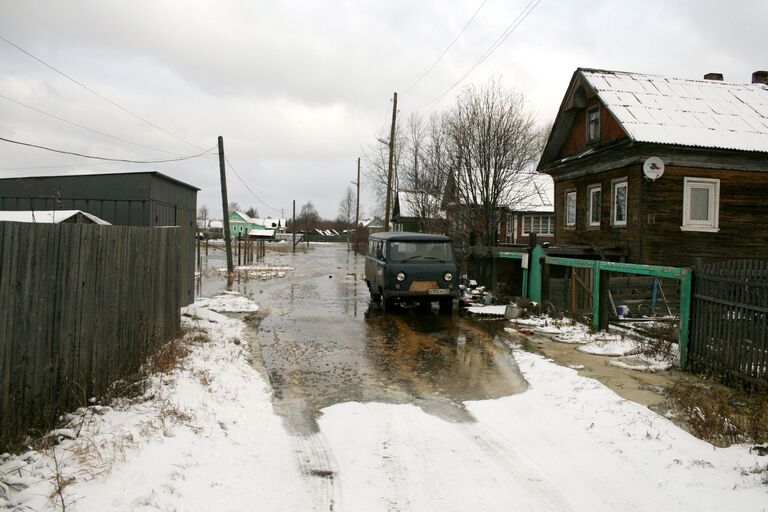 Подтопление жилых домов в Архангельске