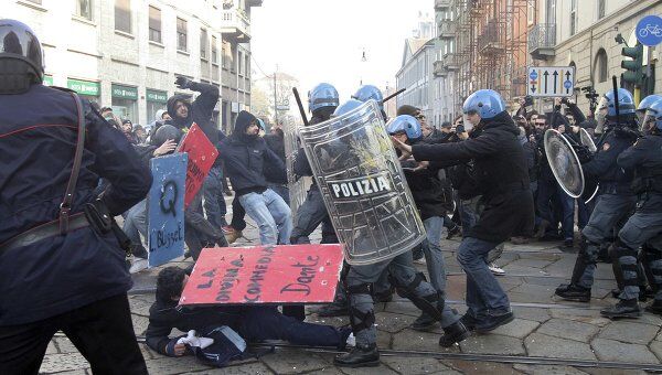Беспорядки во время акций протеста в Италии