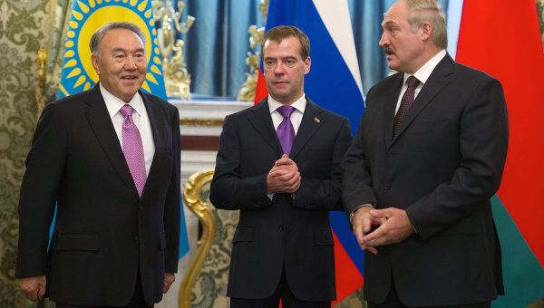 Трехсторонняя встреча Д.Медведева, А.Лукашенко, Н.Назарбаева в Кремле