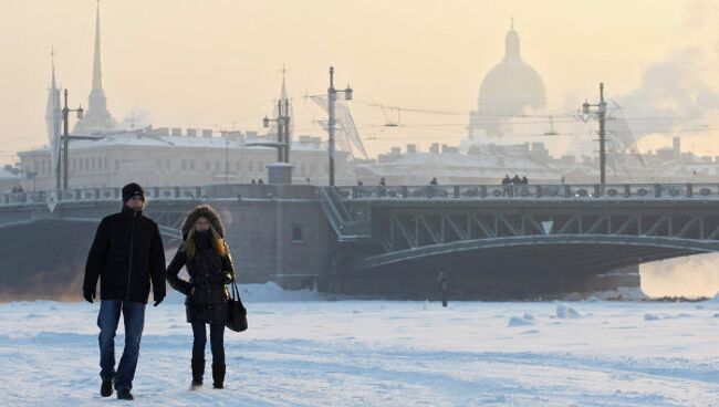 Сильные морозы в Санкт-Петербурге