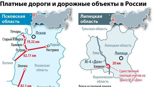 Карта платных дорог России