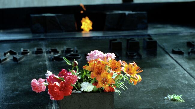 Мемориальная плита и Вечный огонь Мемориальная плита и Вечный огонь