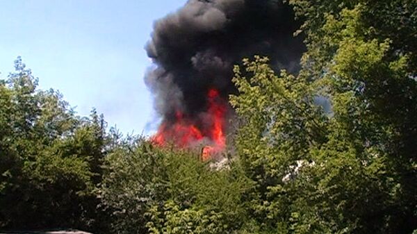 Пожар на инфраструктурном объекте на Украине. Архивное фото