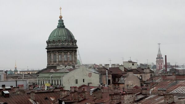 Вид на крыши в центре Санкт-Петербурга. Архив