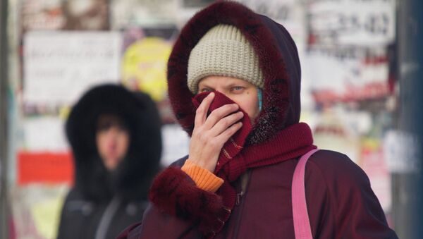 Холодная погода на улицах города Томска